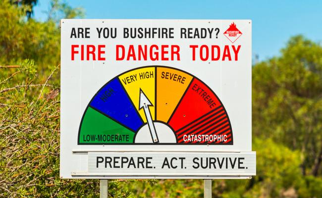 Bushfire danger warning sign
