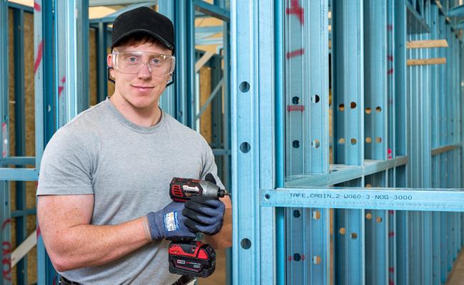 Carpenter working with light gauge steel
