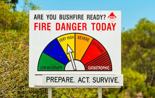 Bushfire danger warning sign