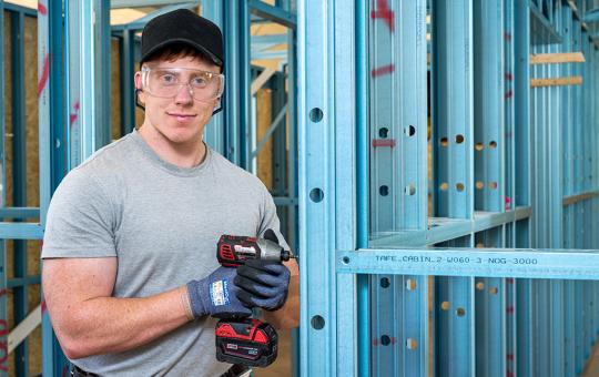 Carpenter working with light gauge steel