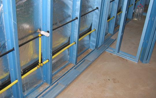 Poly water pipe in LGS frames