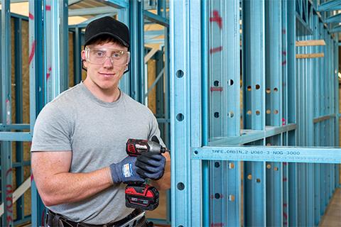 Carpenter working with light gauge steel