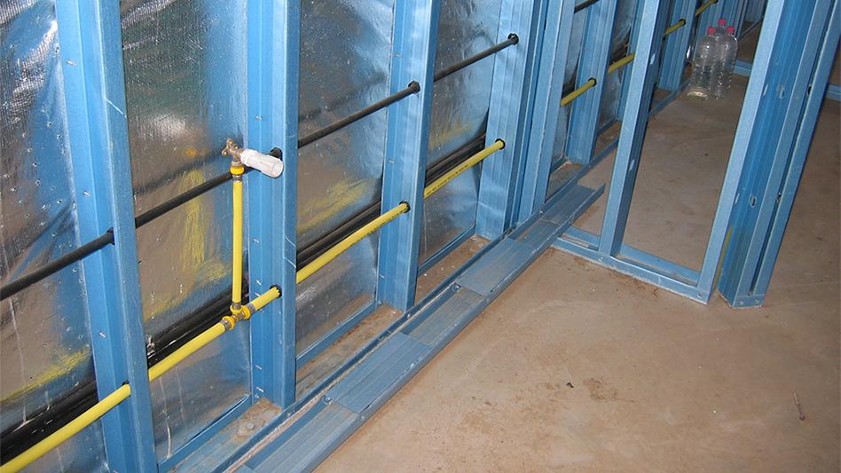 Poly water pipe in LGS frames